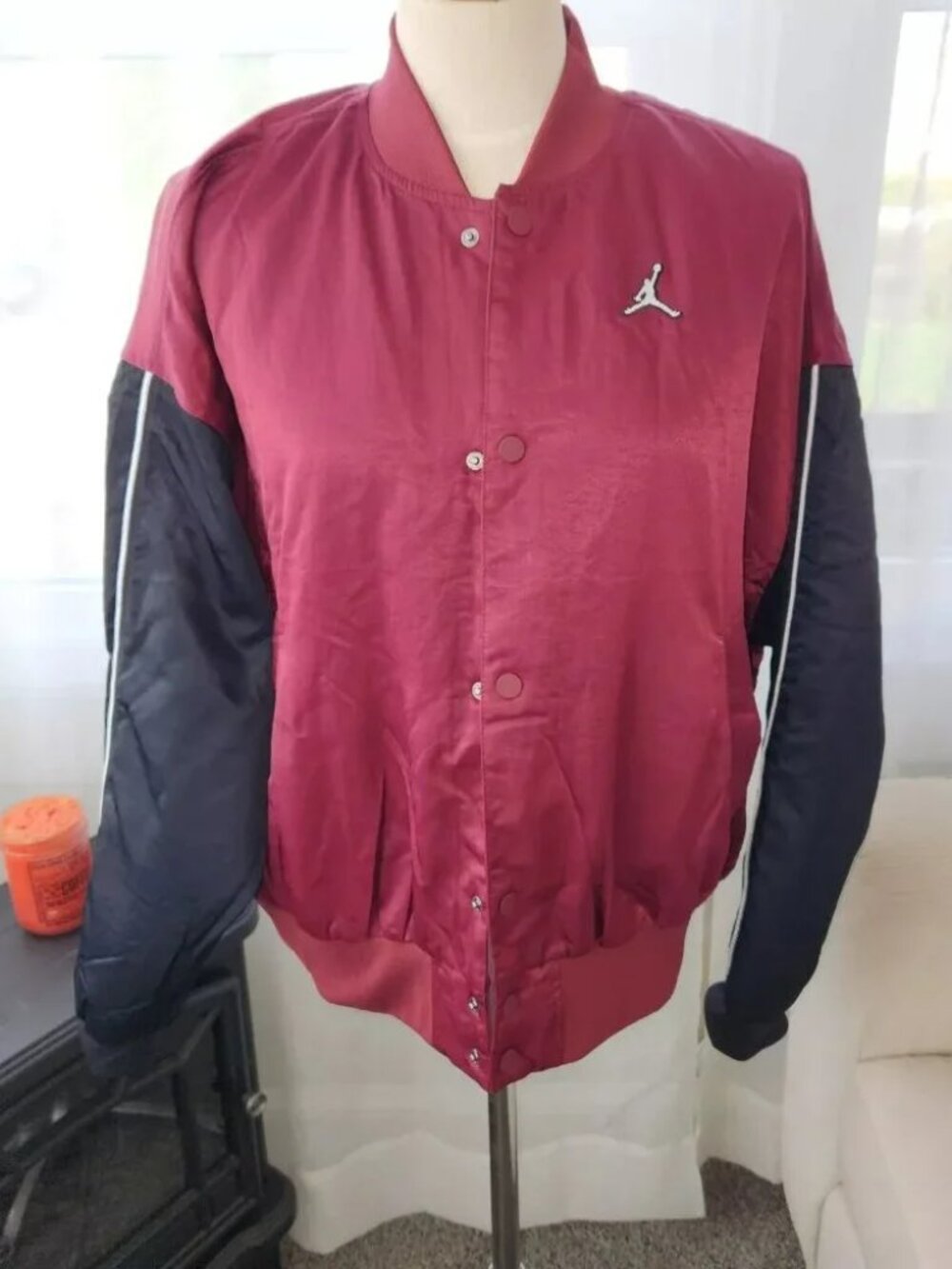 NWT $160 Nike Air Jordan Flight Renegade Satin Cherrywood Bomber Jacket Womens M